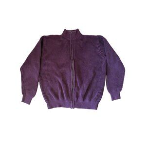 L.L. Bean Mens Vintage Driver Burgundy Full-Zip Cotton Sweater XL